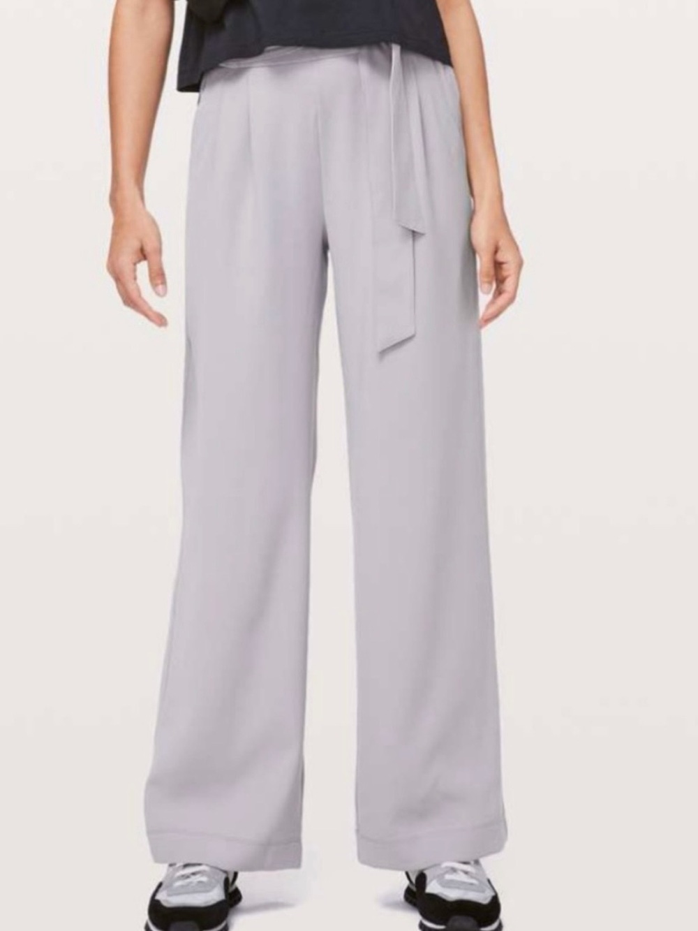 Lululemon Noir Pant Wide Leg Tie Waist Pants Gray Silverscreen — 27" Inseam